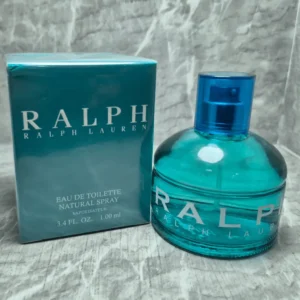 Perfume original Ralph Lauren Ralph para mujer en frasco turquesa redondo y caja original azul.
