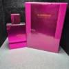 Perfume árabe Al Haramain Amber Oud Ultra Pink para mujer en frasco rosa fucsia con caja original.
