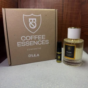 Perfume Coffee Essences Concentré DiLila en frasco de vidrio con caja original y vial de muestra