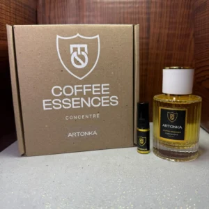 Perfume Coffee Essences Concentré Artonka en frasco de vidrio con caja original y vial de muestra