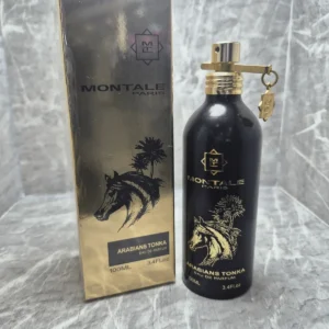 Perfume Montale Paris Arabians Tonka 100ml en su botella dorada y negra con caja.