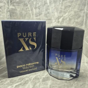 Perfume Paco Rabanne Pure XS para hombre en frasco azul degradado con caja original.